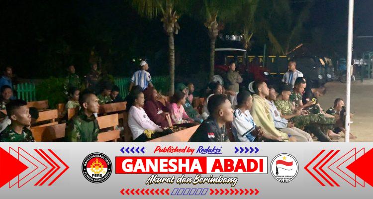 Warga Aminweri Berkumpul di Yonif TP 859/RBK Menikmati Momen Kebersamaan Nobar Piala Dunia yang Tak Terlupakan