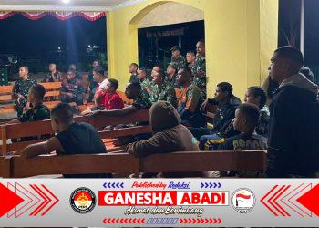 Malam Penuh Euforia, Yonif TP 859/RBK Hadirkan NOBAR yang Mengguncang Supiori