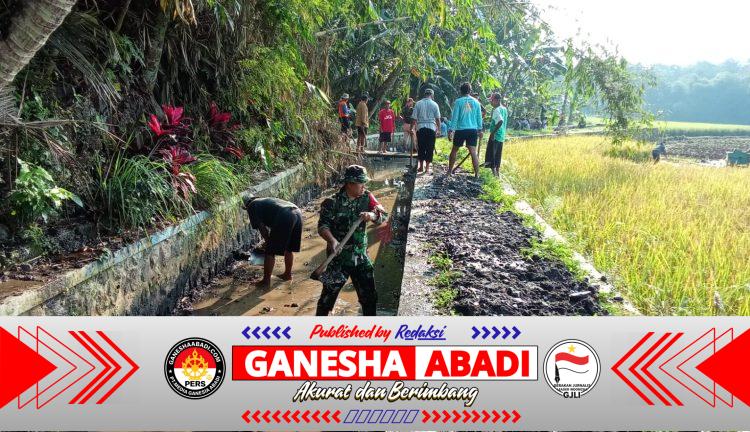 Babinsa Koramil 10/Sambi Bersama Warga Bersihkan Irigasi, Dukung Ketahanan Pangan di Desa Catur