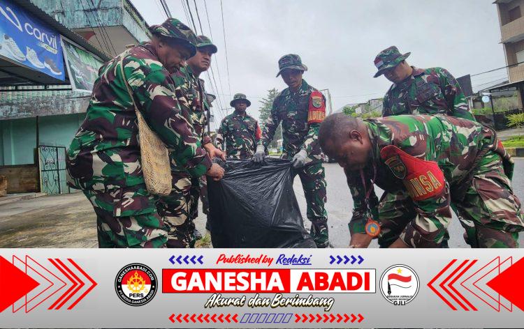 Semangat Gotong Royong, Kodim 1710/Mimika Bersihkan Lingkungan Bersama Masyarakat