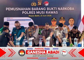 Ketua Pengadilan Negeri Lubuklinggau, Saksikan pemusnahan 2 kg sabu hasil tangkapan Polres Musi Rawas