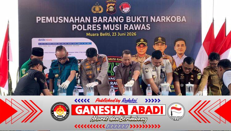 Ketua Pengadilan Negeri Lubuklinggau, Saksikan pemusnahan 2 kg sabu hasil tangkapan Polres Musi Rawas