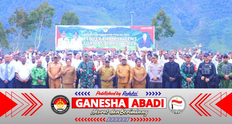 Kodim 1714/PJ dan Polri Berikan Dukungan Penuh Bersama Pemda Kab. Puncak Jaya Dalam Penyerahan SK Pengangkatan CPNS Formasi Tahun 2024