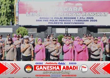 Di Pundak yang Kian Tangguh, Ada Doa Setia yang Terwujud: Momen Khidmat Kenaikan Pangkat di Polresta Banyuwangi