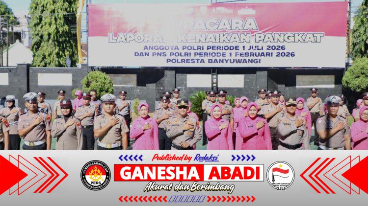 Di Pundak yang Kian Tangguh, Ada Doa Setia yang Terwujud: Momen Khidmat Kenaikan Pangkat di Polresta Banyuwangi