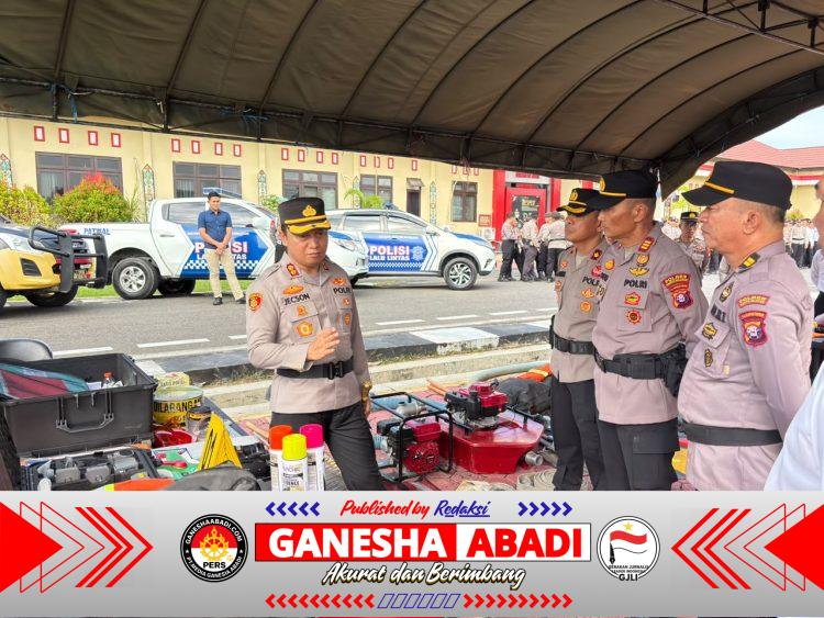 Antisipasi Karhutla, Kapolres Pimpin Apel Gelar Pasukan dan Sarpras Kontigensi Aman Nusa II Tahun 2026