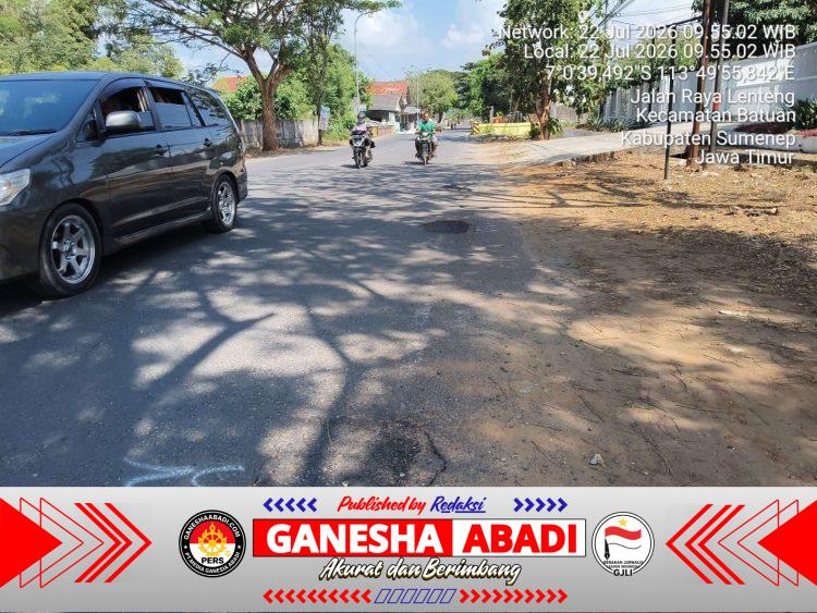 Jalan Raya Lenteng Desa Batuan Rusak Pascagalian, Warga Sumenep Khawatir Keselamatan Terancam