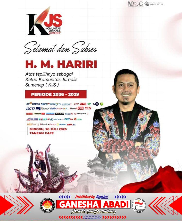SELAMAT DAN SUKSES! H. M. HARIRI RESMI DILANTIK SEBAGAI KETUA KOMUNITAS JURNALIS SUMENEP PERIODE 2026–2029