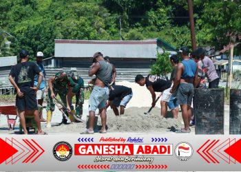 Dari Terbengkalai Jadi Kebanggaan, Satgas TMMD Rehab Lapangan Bola Voli