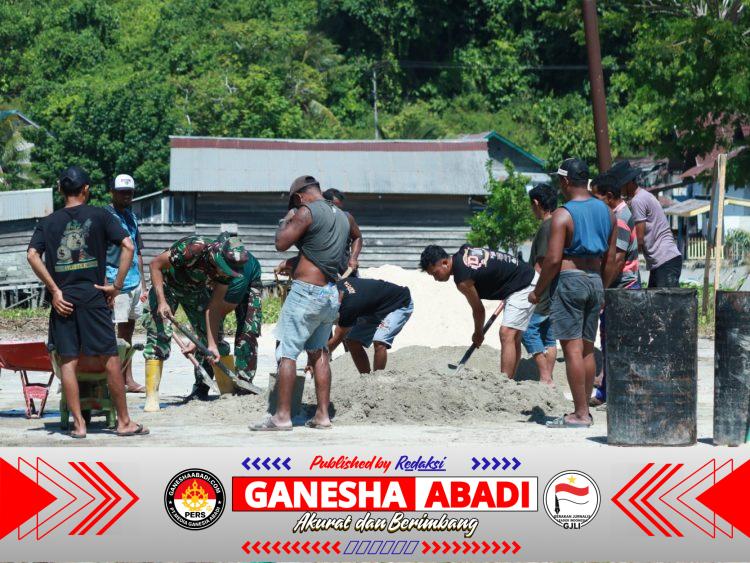 Dari Terbengkalai Jadi Kebanggaan, Satgas TMMD Rehab Lapangan Bola Voli
