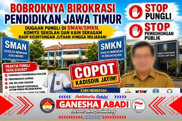 Bobroknya Birokrasi Pendidikan Kadisdik Jatim Didesak Dievaluasi dan Dugaan Pungli SMA/SMK Diminta Diusut