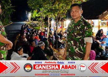 Patroli Malam, Anggota Koramil Paranggupito Pantau Keamanan Pertandingan Bola Voli