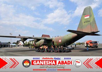 Hercules TNI AU Bawa Ratusan APD Bantuan Kemhan RI