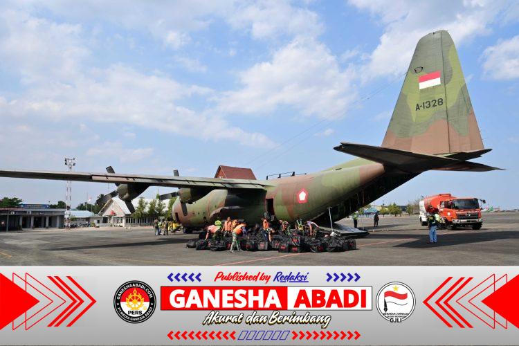 Hercules TNI AU Bawa Ratusan APD Bantuan Kemhan RI