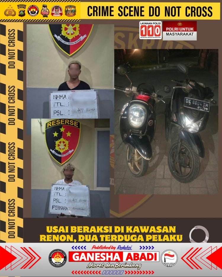 Usai Beraksi di Kawasan Renon, Dua Terduga Pelaku Curanmor Diamankan Polsek Dentim