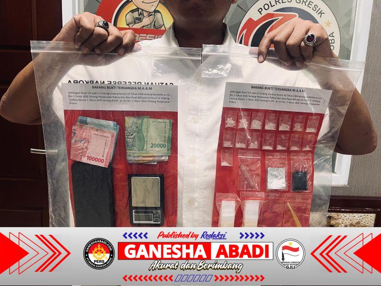 Satresnarkoba Polres Gresik Bongkar Peredaran Sabu, 15 Klip Seberat 7,356 Gram Diamankan