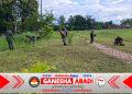 Aksi Kerja Bakti Koramil Gemolong, Sulap Lapangan Bola Dukuh Semi Jadi Asri dan Bersih