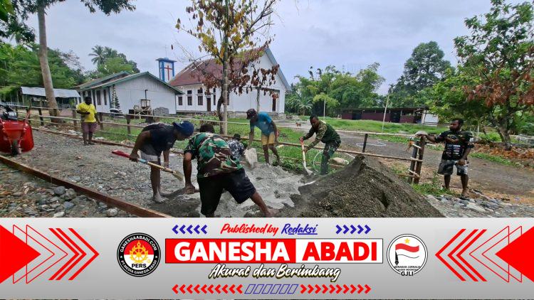 Bergotong Royong, Satgas TMMD ke-130 Kodim 1808/Mansel Bersama Masyarakat Membangun Jalan