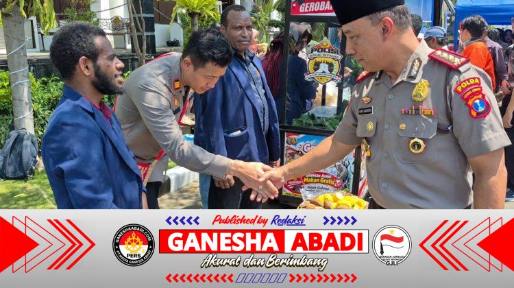 Gerobak Jupe Polsek Gubeng Ramaikan Aksi Berbagai Makan Gratis di Polrestas Surabaya.