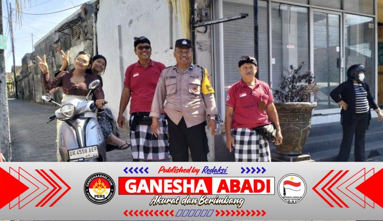 Bhabinkamtibmas Sumerta Kaja dan Pecalang Bersinergi Amankan Kegiatan Dharma Suaka